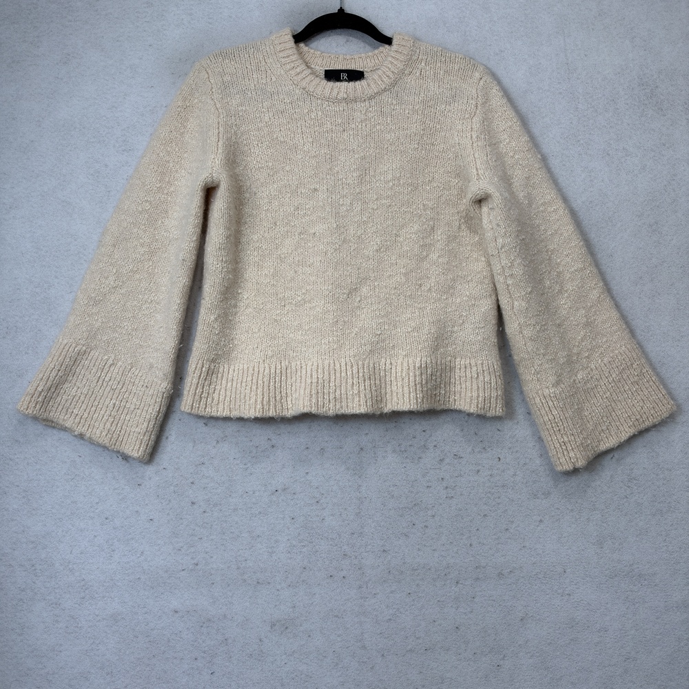 Banana Republic Sweater Womens M White Wool Bell Sleeve Chunky Knit Pullover